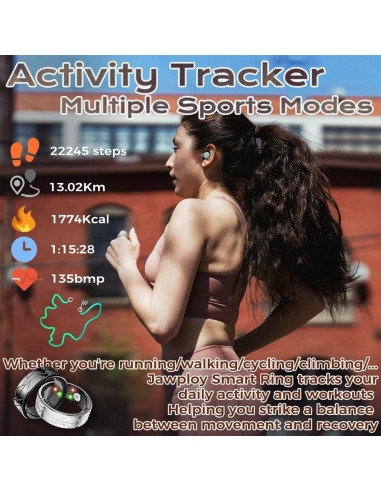Anillo Inteligente Jawploy PX02 Monitoreo de Salud Negro 11