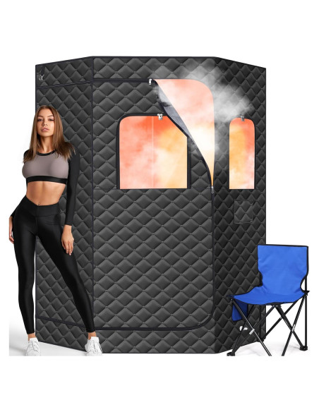 Sauna Portátil Commowner 3L, 15 Niveles, Negro