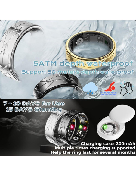 Anillo Inteligente Jawploy PX02 Monitoreo de Salud Negro 11