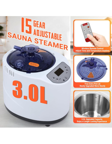 Sauna Portátil Commowner 3L, 15 Niveles, Negro