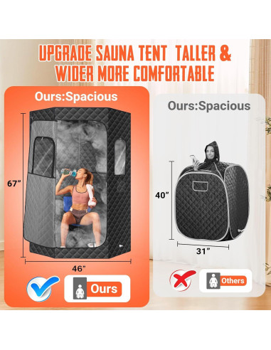 Sauna Portátil Commowner 3L, 15 Niveles, Negro