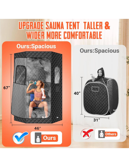 Sauna Portátil Commowner 3L, 15 Niveles, Negro