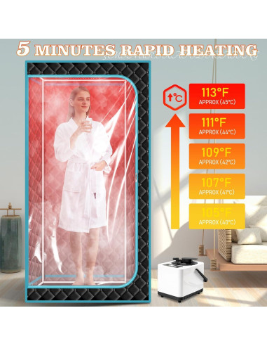Sauna de Vapor Portátil ZONEMEL con Luz Roja y Control Remoto