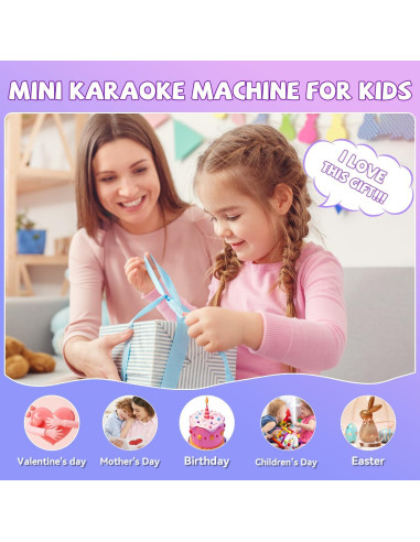 Mini Máquina de Karaoke Rosa CscyyAmz con 2 Micrófonos