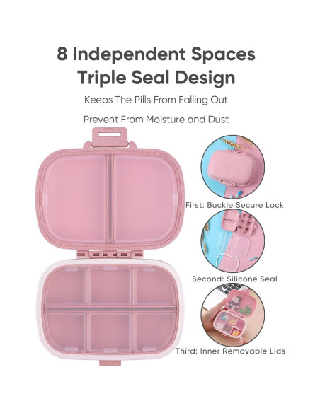 Organizador de Pastillas Holii YH-006-Q 8 Compartimentos Rosa Organizador de Pastillas Holii YH-006-Q 8 Compartimentos Rosa