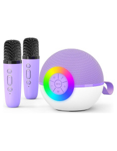 Goopow Mini Máquina de Karaoke Bluetooth 2 Micrófonos LED