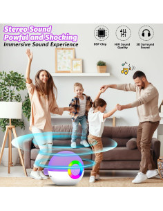 Goopow Mini Máquina de Karaoke Bluetooth 2 Micrófonos LED 2