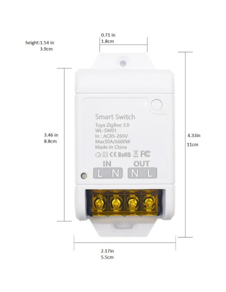 Interruptor Inteligente Zigbee Tuya 30A Control Remoto