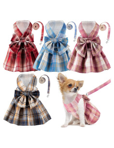Conjunto de vestido a cuadros para perros Potchen 4 piezas M