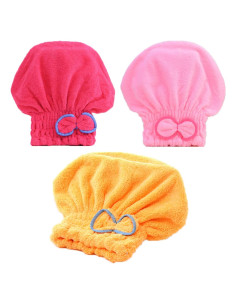 Gorro de Secado de Cabello Microfibra JIEOU 3 Unidades Multicolor