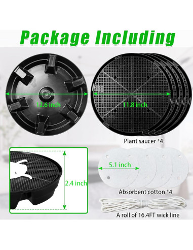 4 Platillos Autorriego UYEDUJZ para Macetas de Tela 32cm
