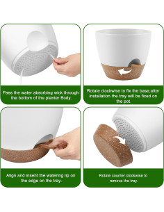 Macetas Autorriego QRRICA Juego de 5 Blancas 20-25 cm 2