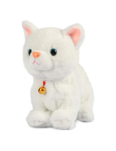 Gato Electrónico Interactivo Smalody, Peluche Blanco 27x11 cm