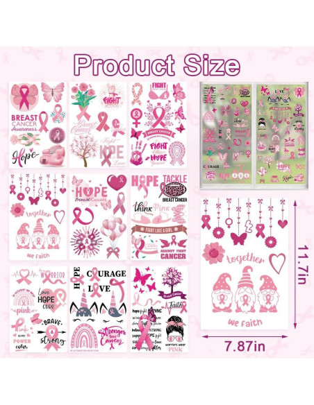 Hying 9PCS Ventosas Rosa Conciencia Cáncer de Mama Decoración