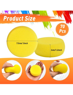 70 Esponjas Redondas Amarillas Aemygo para Pintura 7cm 2