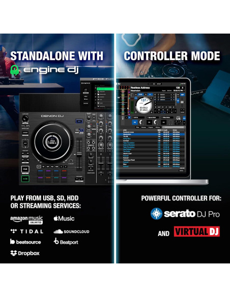 Controlador DJ Denon SC LIVE 4 con altavoces y Wi-Fi