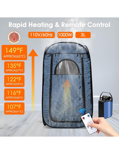 Sauna de Vapor Portátil Sauna Sunakie 3L 9 Niveles Azul