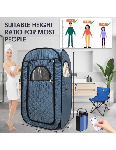 Sauna de Vapor Portátil Sauna Sunakie 3L 9 Niveles Azul