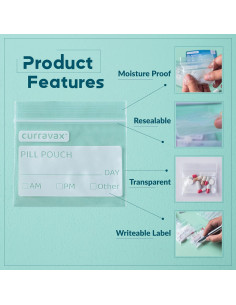 Paquete de 500 bolsas para pastillas Curravax 7,62x6,99cm 2