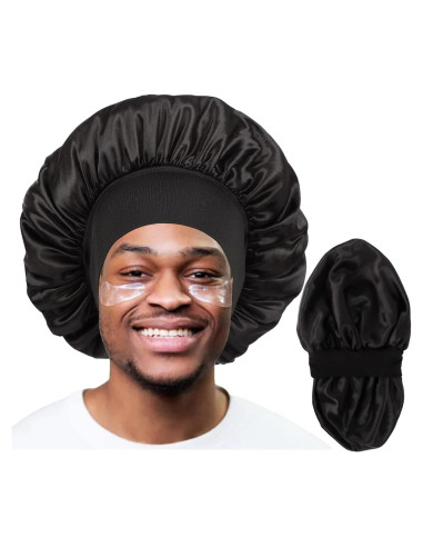 Bonete de satén reversible Himoswis para dormir - Unisex, Negro