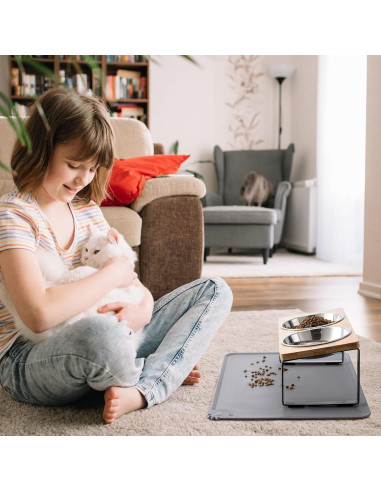 Cuencos Elevados para Gatos Summark 2 Acero Inoxidable Antivómito