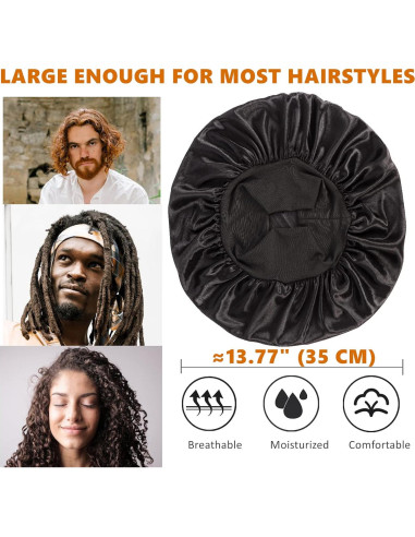 Bonete de satén reversible Himoswis para dormir - Unisex, Negro