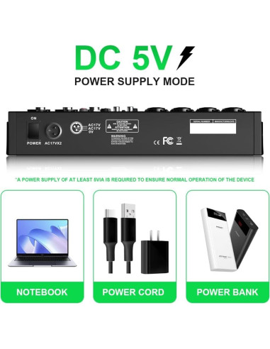 Mezclador Profesional MW-6 6 Canales Bluetooth USB 99 Efectos