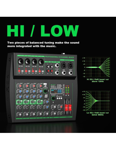 Mezclador Profesional MW-6 6 Canales Bluetooth USB 99 Efectos