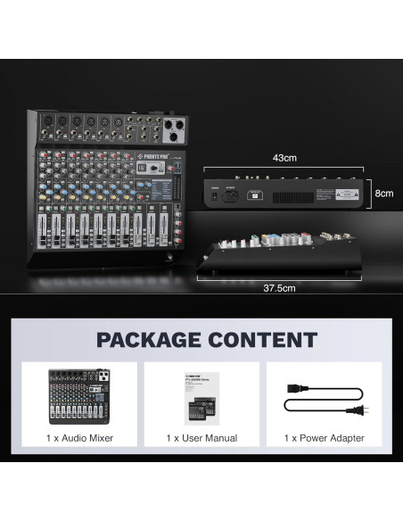 Mezclador de Audio 8 Canales Phenyx Pro PTL-800 con Bluetooth