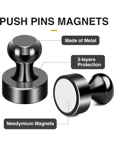 Imanes de Pizarra MIKEDE 60 Piezas Neodimio Negros