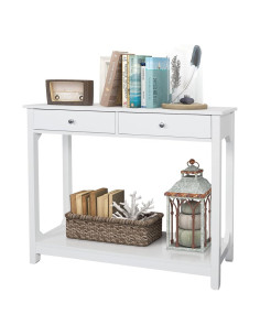 Mesa Consola TaoHFE Blanca 100x30x80 cm 2 Cajones