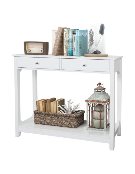 Mesa Consola TaoHFE Blanca 100x30x80 cm 2 Cajones