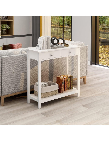 Mesa Consola TaoHFE Blanca 100x30x80 cm 2 Cajones