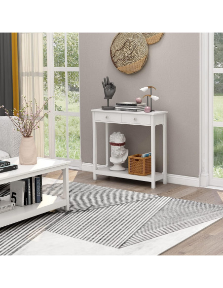 Mesa Consola TaoHFE Blanca 100x30x80 cm 2 Cajones