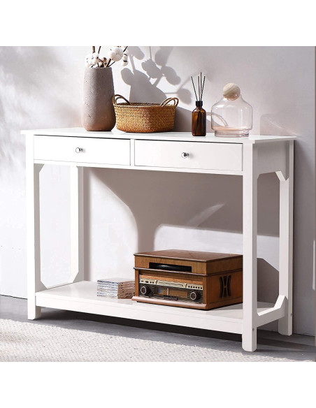 Mesa Consola TaoHFE Blanca 100x30x80 cm 2 Cajones
