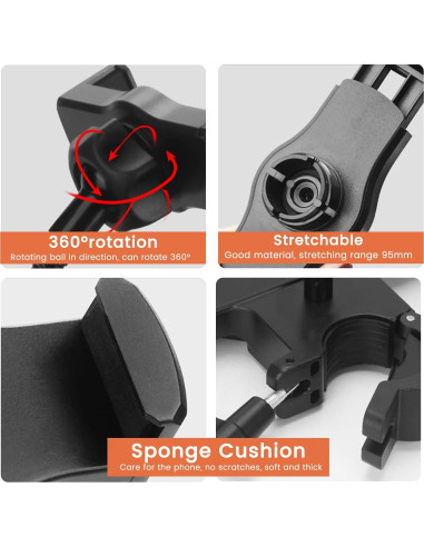 Soporte para Teléfono Móvil JS-1786-9679 Negro Ajustable