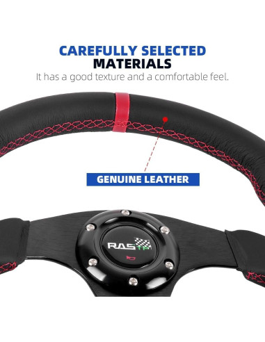 Volante de Carreras RASTP RS-Voleante Genuino 32 cm Cuero