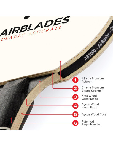 Paleta de Ping Pong AirBlades AB-5000 con Funda Dura