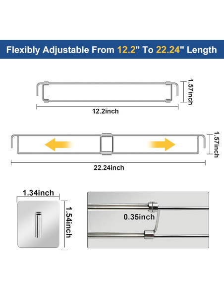 Barras de Refrigerador RV Adevar, Paquete de 4 Ajustables 31-56.5 cm