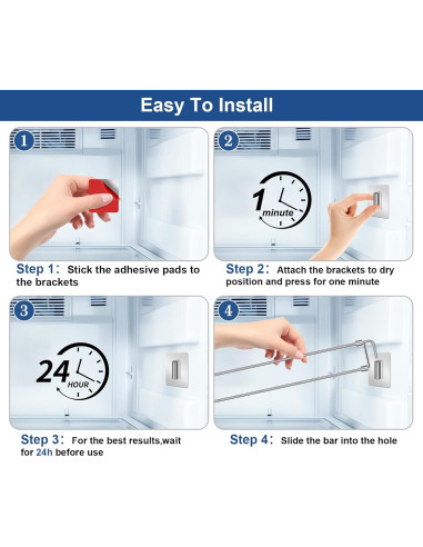 Barras de Refrigerador RV Adevar, Paquete de 4 Ajustables 31-56.5 cm
