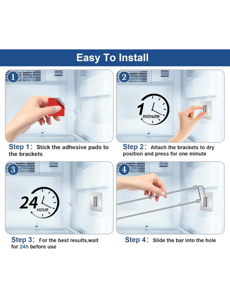 Barras de Refrigerador RV Adevar, Paquete de 4 Ajustables 31-56.5 cm