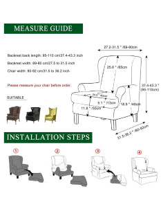Fundas Impermeables CRFATOP para Sillones con Alas 2 Piezas 2