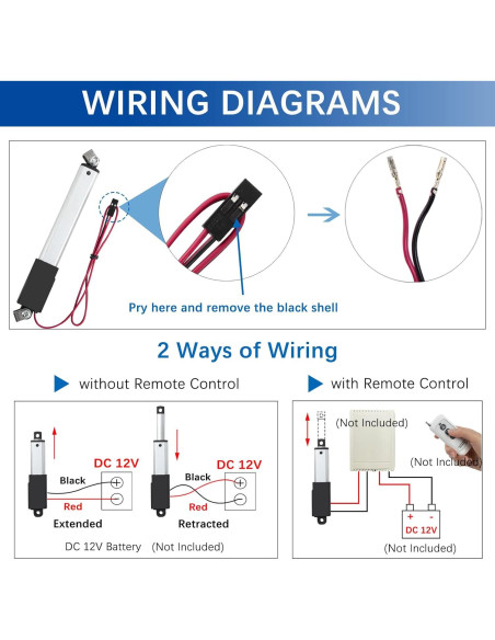 Actuador Lineal Micro JQDML 21mm 12V 188N con Soportes