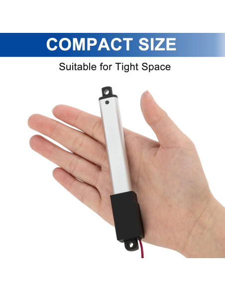 Actuador Lineal Micro JQDML 21mm 12V 188N con Soportes