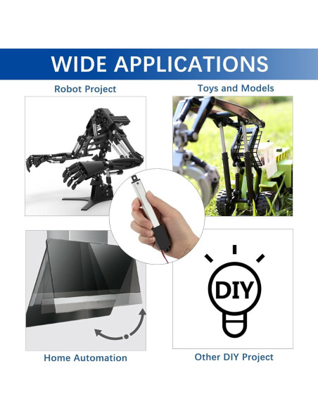 Actuador Lineal Micro JQDML 21mm 12V 188N con Soportes