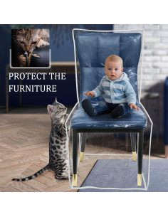 Funda de Silla SIWUTIAO Pack de 6 PVC Transparente Impermeable 2