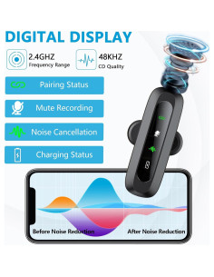 Micrófono Inalámbrico Lavalier K3 para iPhone/Android LED 2