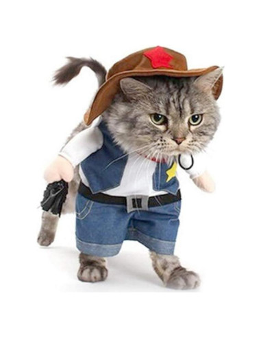 Disfraz de perro vaquero NACOCO con sombrero Azul Pequeño