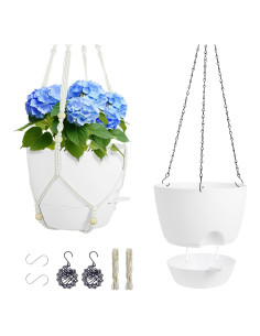 Macetas colgantes autorriego Meowell 25,4 cm 2 piezas blancas