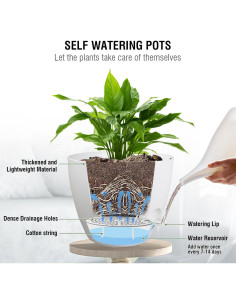 Macetas colgantes autorriego Meowell 25,4 cm 2 piezas blancas 2